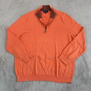 Brooks Brothers Performance Knit Supima Cotton 1/4 Zip Sweater Men 2XL Orange